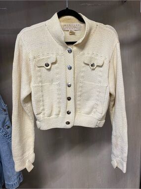 Vintage Cream Knit Button-Up Cardigan